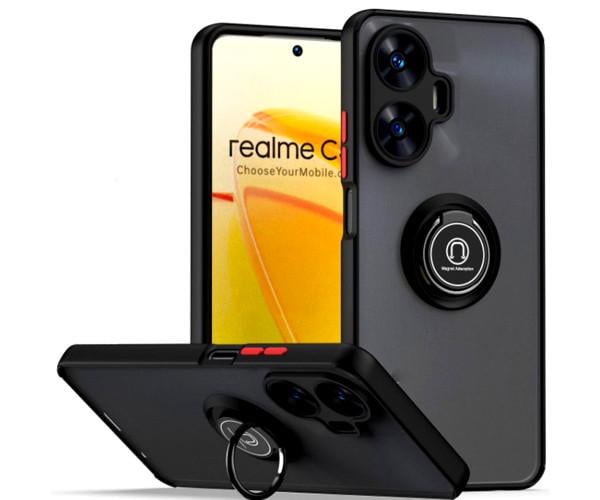 Чехол-накладка TPU Color Matte Ring для Realme C55 Чёрно-Красный