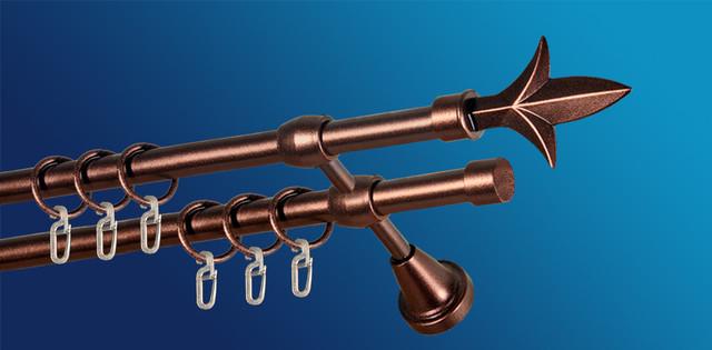 Карниз для шторы Plastidea Лилия металлический двойной с крючками D 16/16 мм 160 см Медь