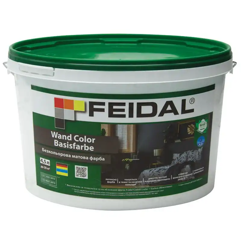 Фарба латексна Feidal Wand Color Basisfarbe для внутрішніх робіт матова база С 4,5 л Прозорий (1815018139)