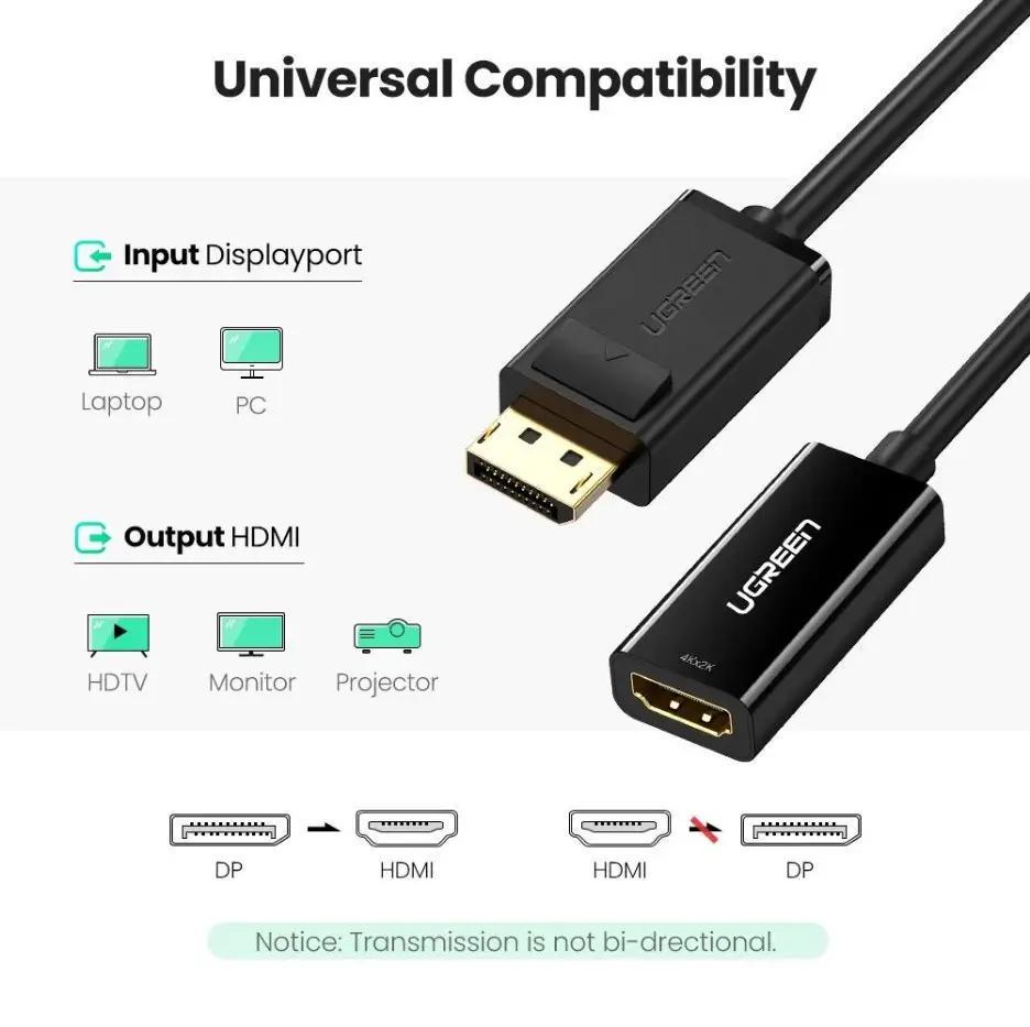 Конвертер UGREEN DisplayPort to HDMI 4K 60Hz 25 см Black (40363) - фото 6 Конвертер UGREEN DisplayPort to HDMI 4K 60Hz 25 см Black (40363) - фото 6