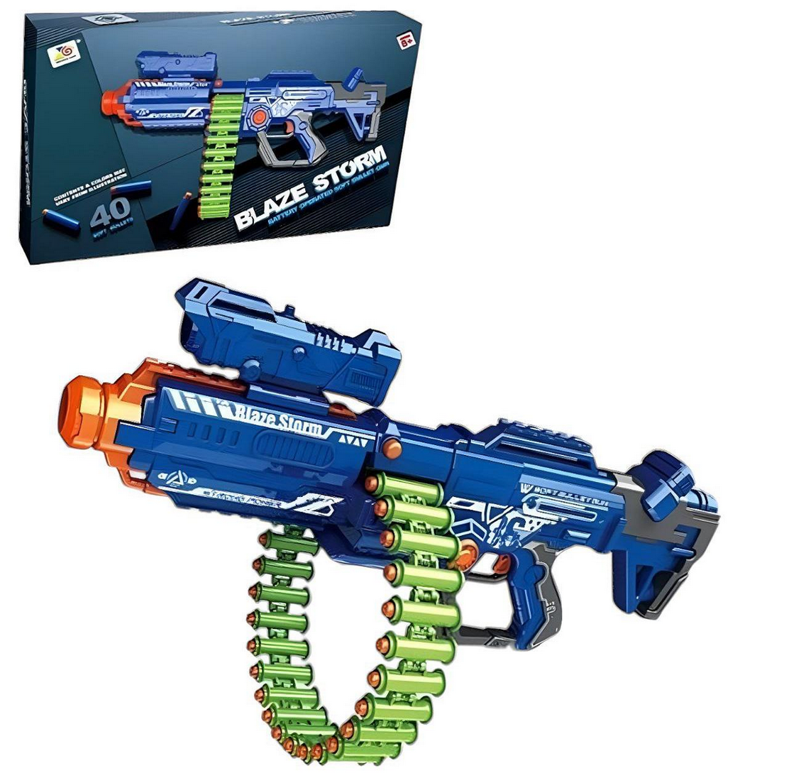 Бластер-автомат с автоматической очередью/40 патронов/звук выстрелов/аккумулятор 7,4V (140812) Бластер-автомат с автоматической очередью/40 патронов/звук выстрелов/аккумулятор 7,4V (140812)