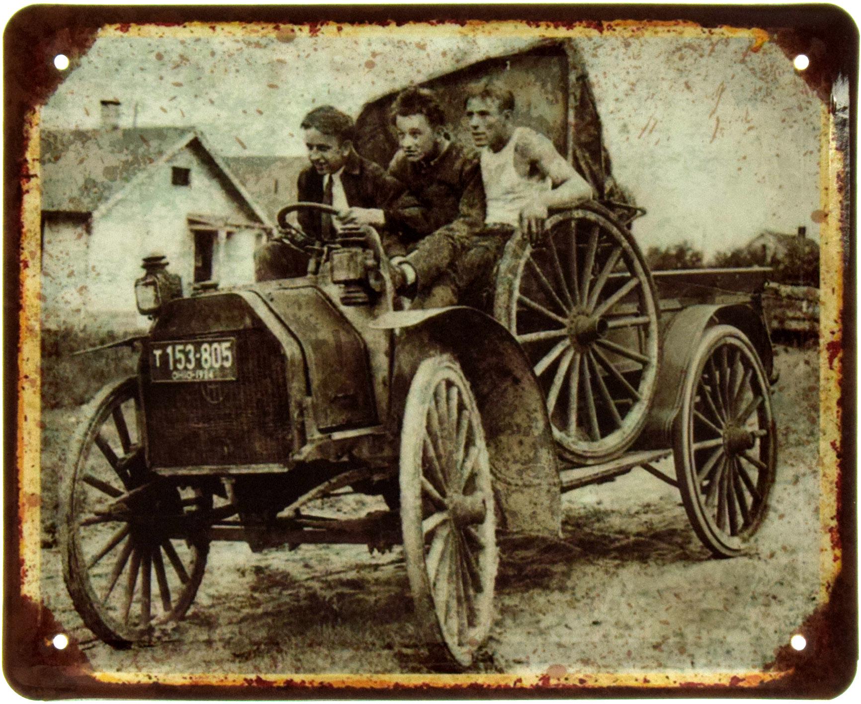 Табличка металлическая Винтажный Автомобиль Ohio 1914 18x22 см