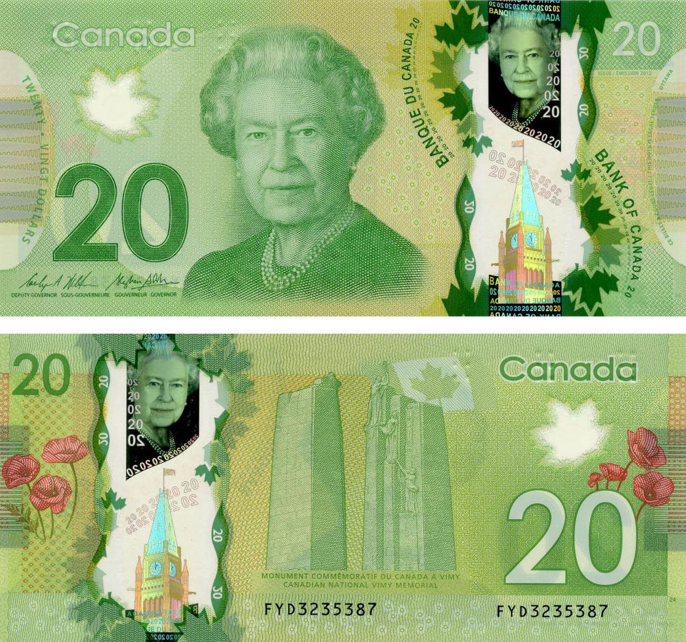 Коллекционная банкнота Канада 20 долларов 2012 UNC P108b (Б05508)