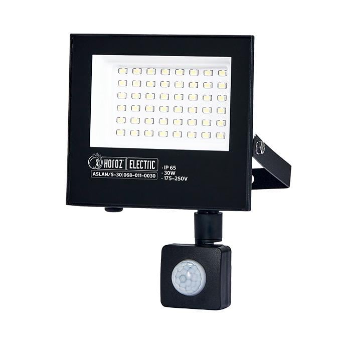 Прожектор світлодіодний Horoz Electric ASLAN/S-30 30W 6400K з датчиком руху Прожектор світлодіодний Horoz Electric ASLAN/S-30 30W 6400K з датчиком руху