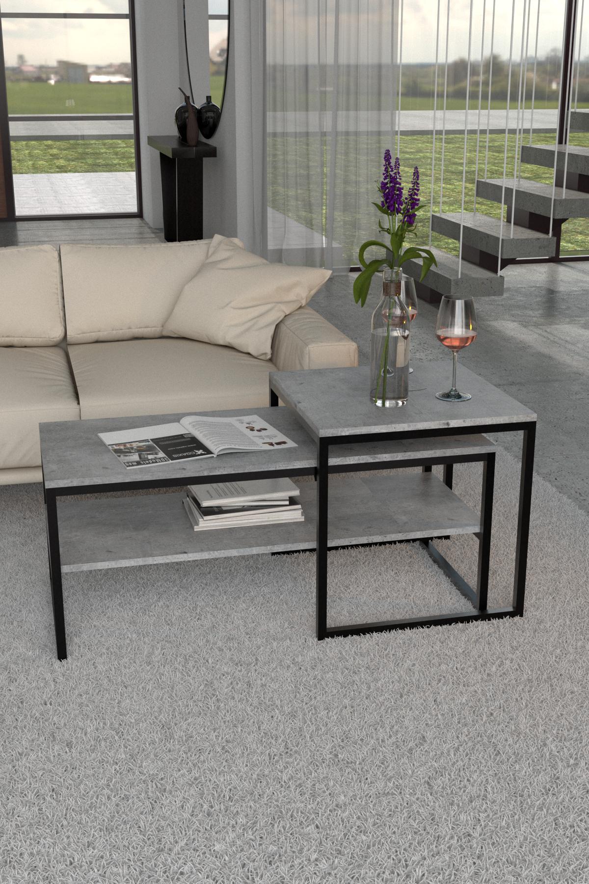 Журнальний модульний столик EcoLoft Асті DSP-1263-10 в стилі лофт Бетон Міленіум (DSP-1263-10)