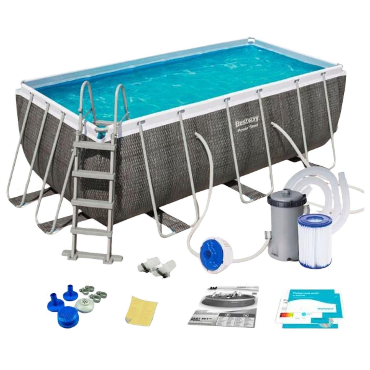 Басейн каркасний Bestway 56722 прямокутний 404×201×100 см з картриджним фільтр-насосом (34322833)