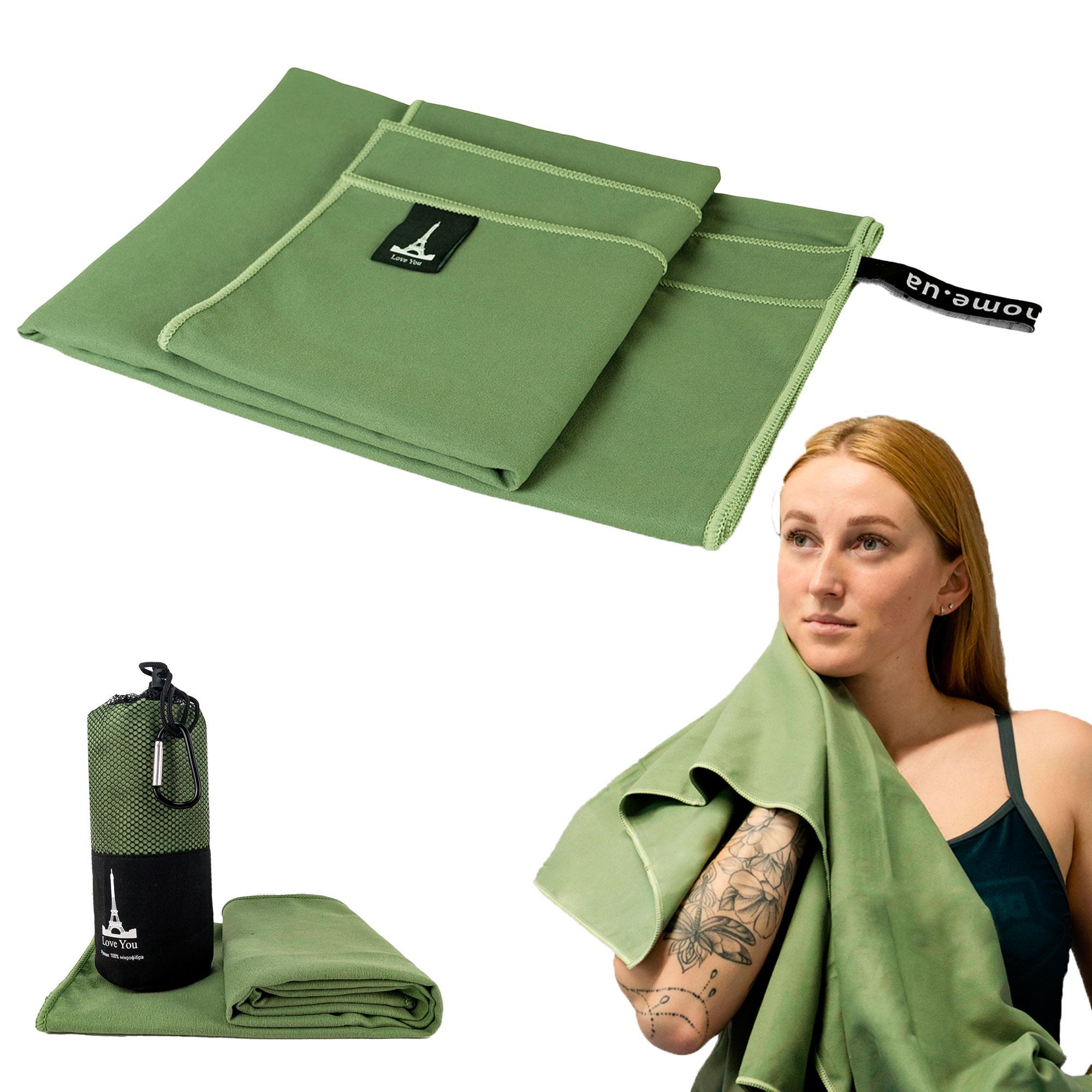 Рушник з мікрофібри спортивний з чохлом Love You 80х180 см Зелений (60149) - фото 3 Рушник з мікрофібри спортивний з чохлом Love You 80х180 см Зелений (60149) - фото 3