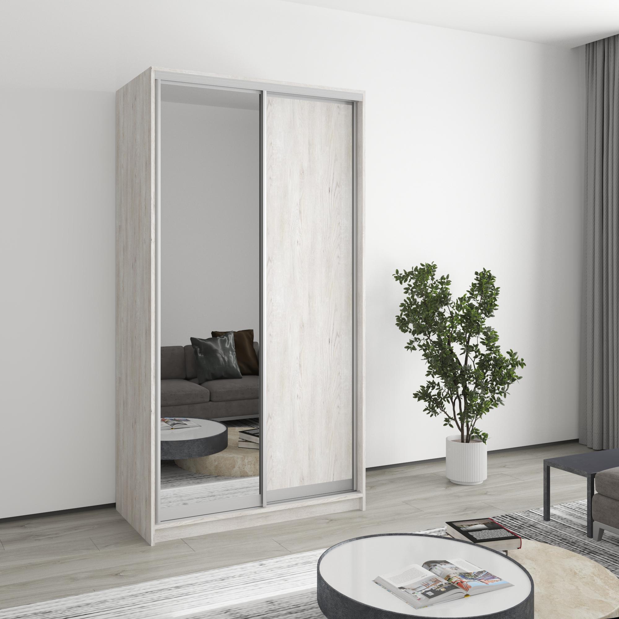 Шкаф-купе двухдверный MebelStar Стандарт AL ДСП/зеркало 110x60x210 см Аляска серый (MBS-2451)