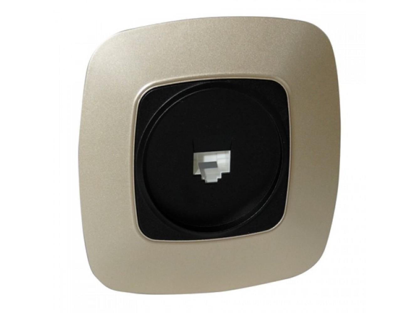 Розетка встроенная HOROZ ELECTRIC ELA компьютерная Золотой/Черный (112-007-0011-040)