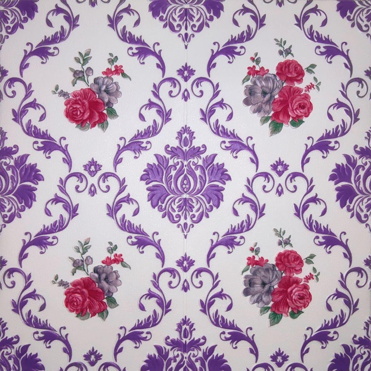 Панель 3D самоклеющаяся декоративная Sticker Wall вензель 700x700x5 мм Пурпурный