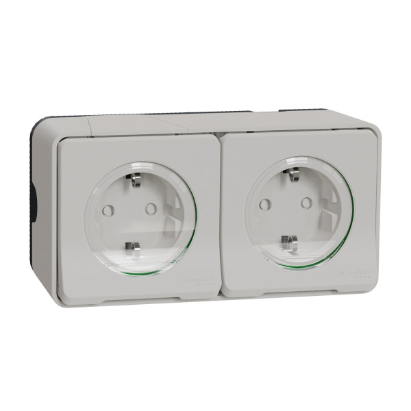 Розетка силовая двойная 2К+С 16А со шторками Mureva Styl IP55 Schneider Electric MUR39035 Белый
