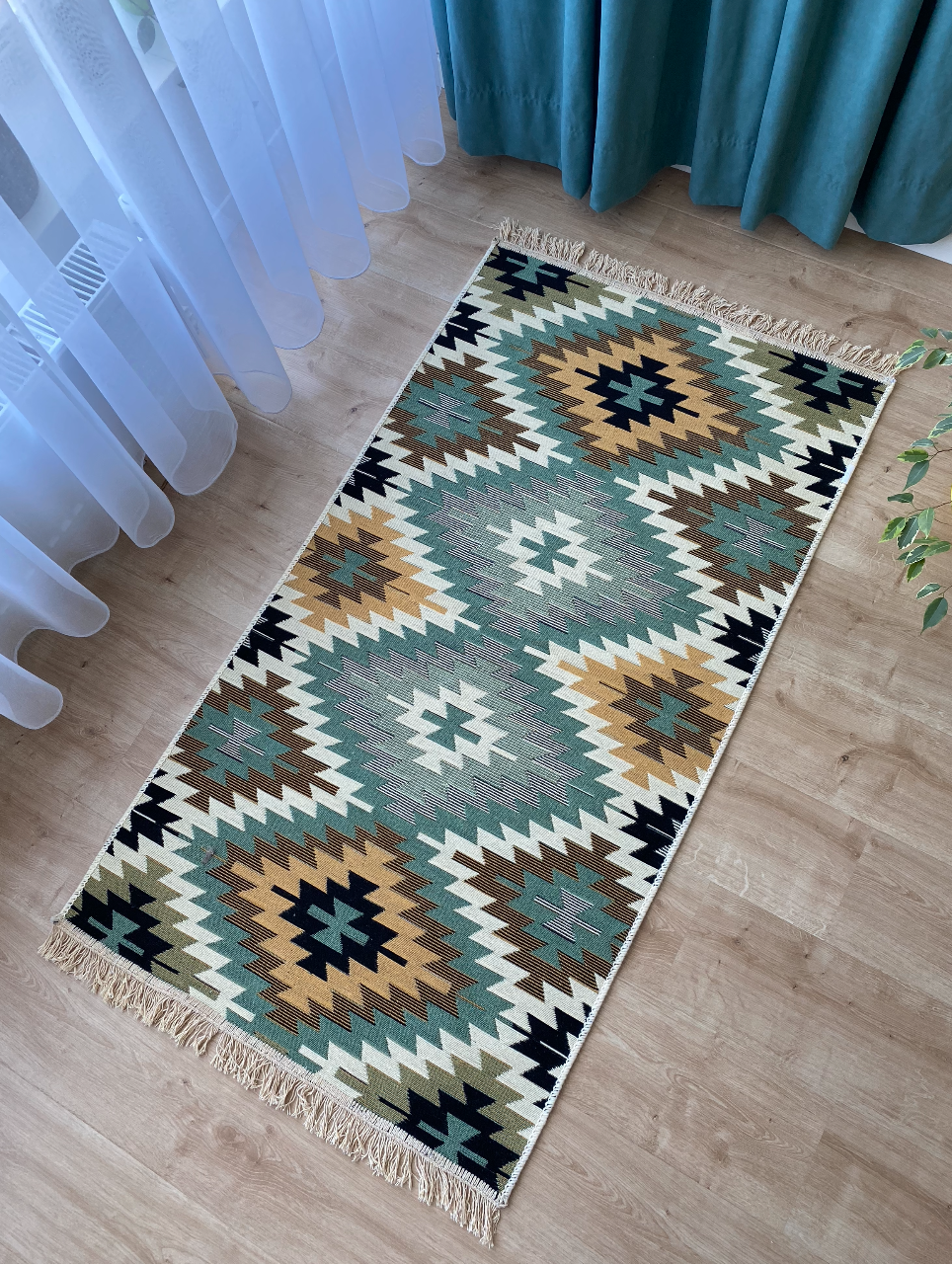 Коврик плетеный двухсторонний Shana Zummi 80x125 см Зеленый - фото 5 Коврик плетеный двухсторонний Shana Zummi 80x125 см Зеленый - фото 5