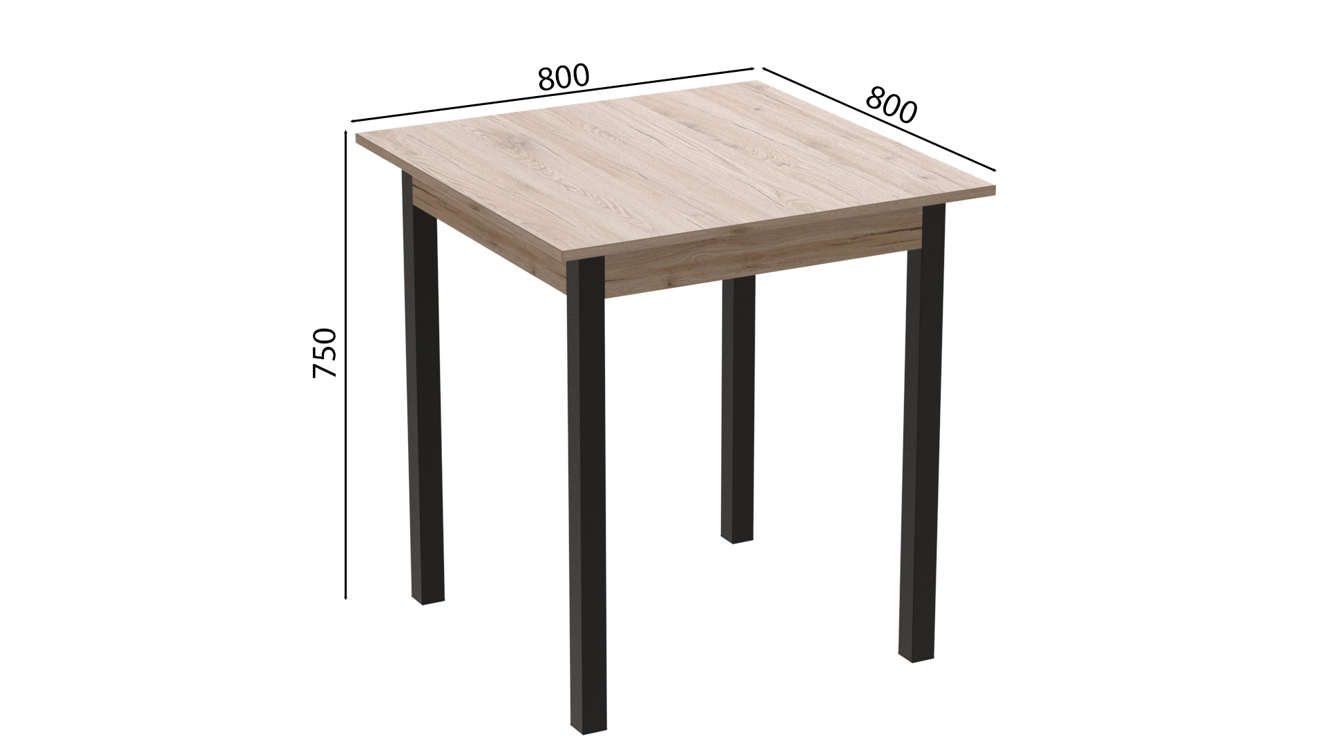 Стол кухонный Ferrum-decor Диего ДСП 16 мм 75x80x80 см Черный/Дуб Сан-Марино (DIE0002) - фото 2 Стол кухонный Ferrum-decor Диего ДСП 16 мм 75x80x80 см Черный/Дуб Сан-Марино (DIE0002) - фото 2