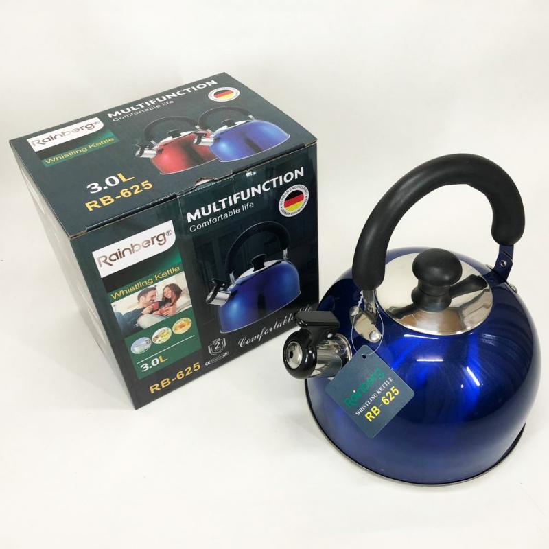 Чайник Rainberg RB-625 нержавеющая сталь со свистком 3 л Синий (26202618) - фото 11 Чайник Rainberg RB-625 нержавеющая сталь со свистком 3 л Синий (26202618) - фото 11