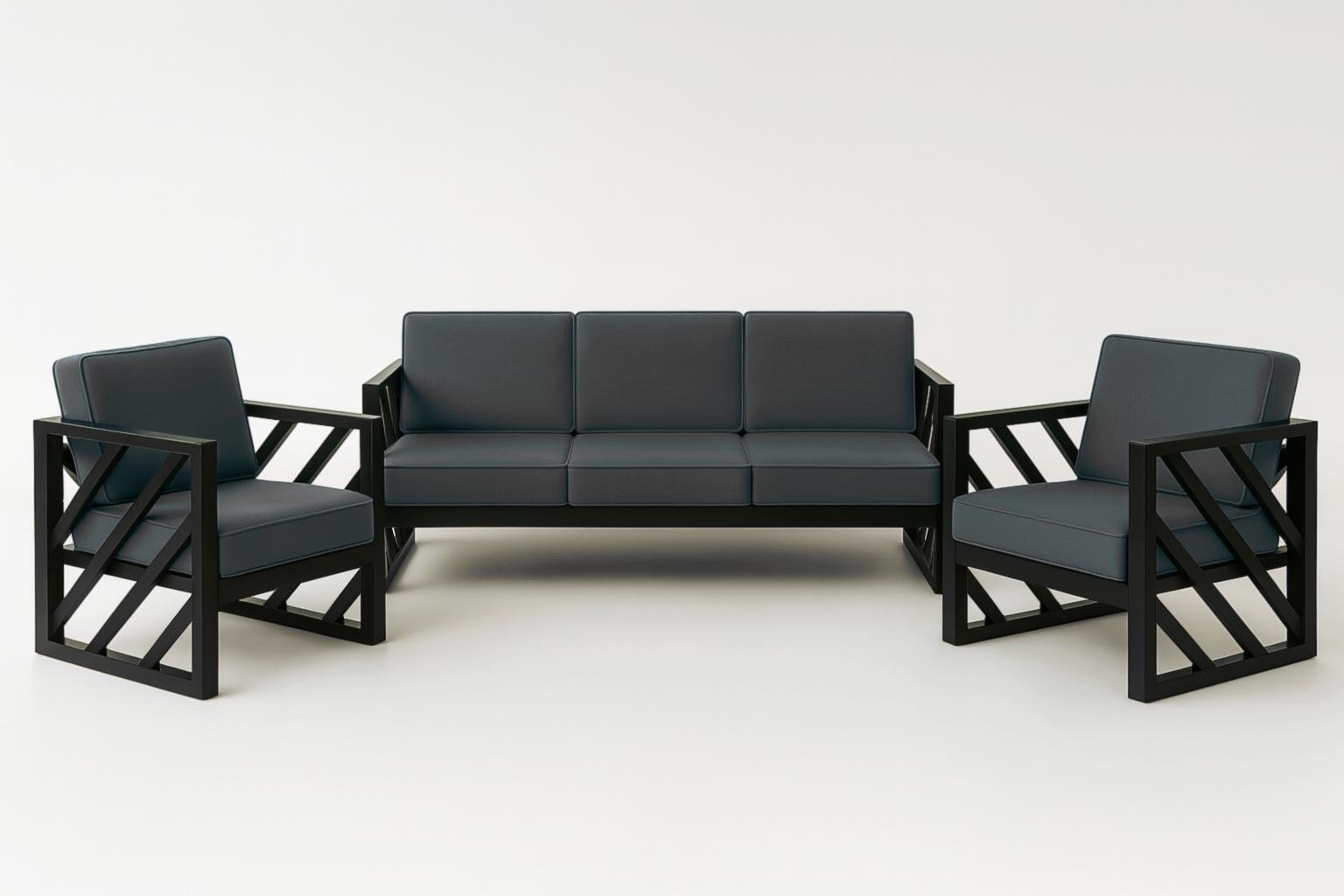 Комплект металлической мебели Tobi Sho Лаверо/S10 рогожка с мягкими подушками 6 шт. 750х1600х700 мм Темно-серый/42