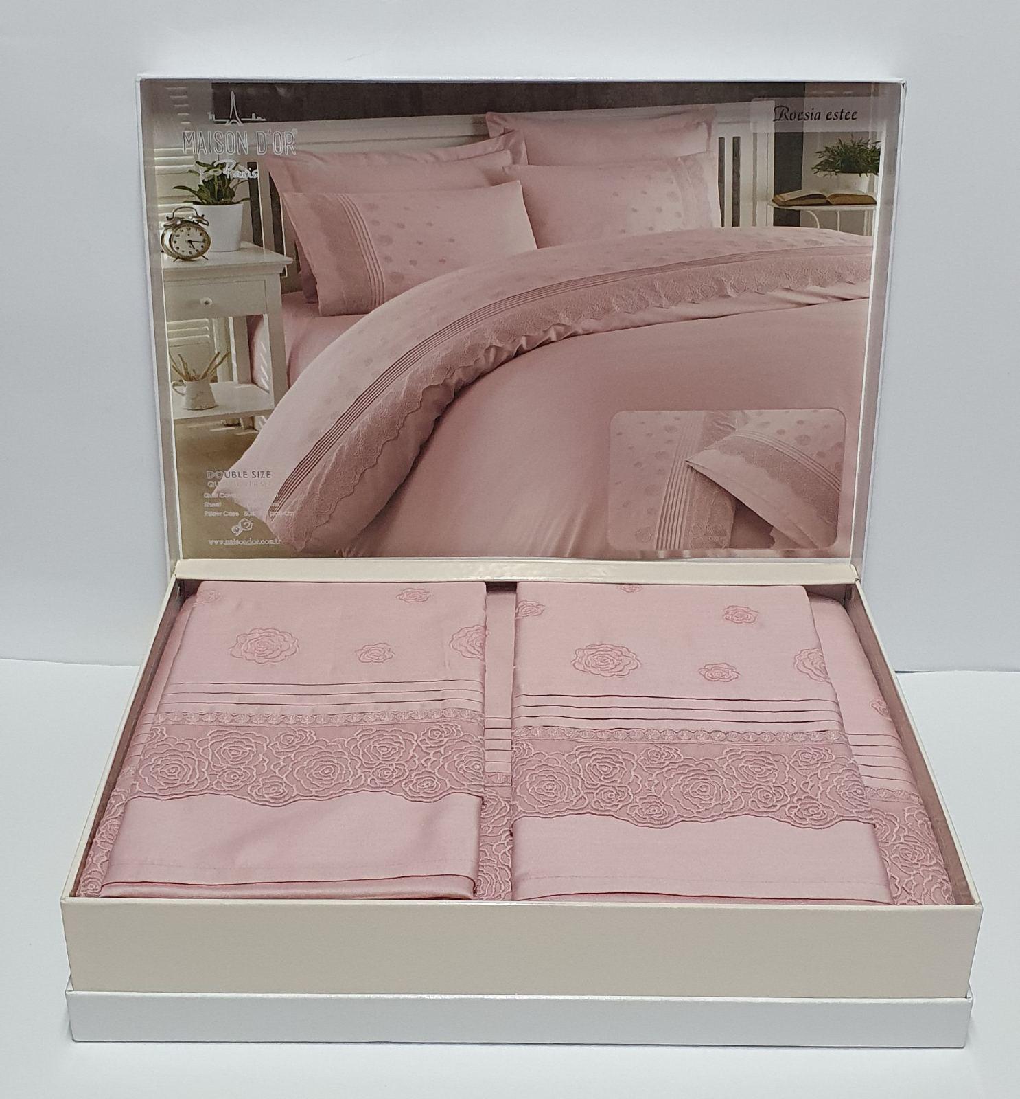 Комплект постельного белья Maison D'or Roesia Estee с кружевом 200х220 Rose (CN6144) Комплект постельного белья Maison D'or Roesia Estee с кружевом 200х220 Rose (CN6144)