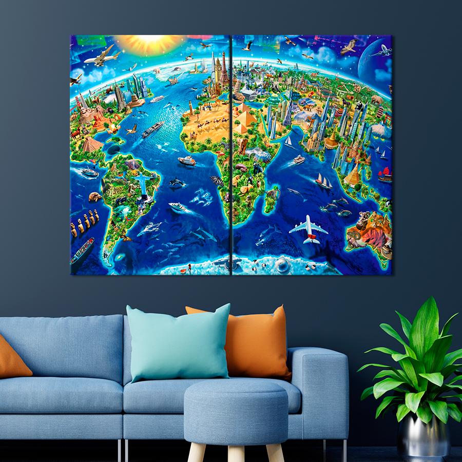 Картина карта Карта мира для туриста 165x122 см (A1359-2) Картина карта Карта мира для туриста 165x122 см (A1359-2)
