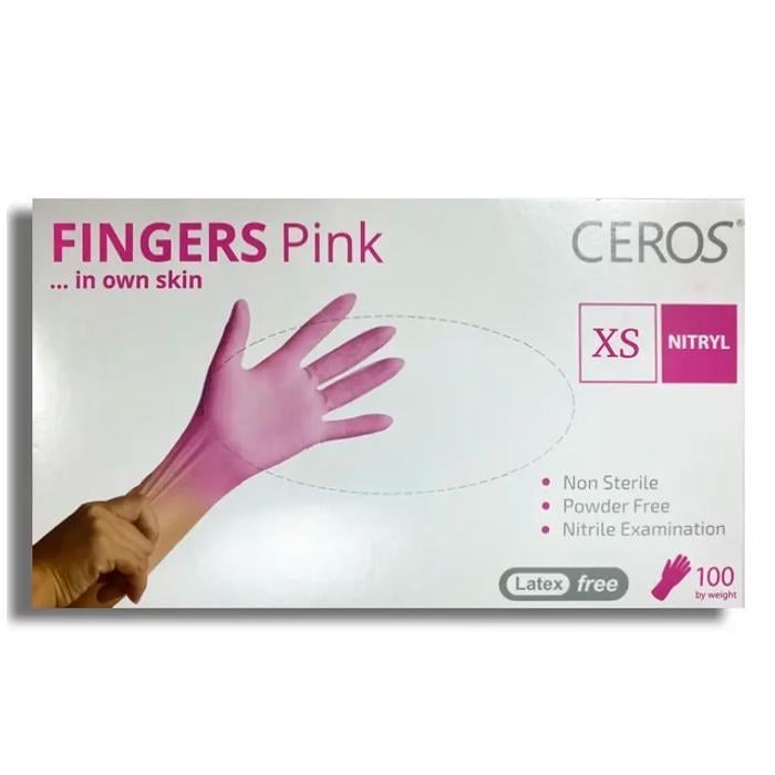 Рукавички нітрилові Ceros Fingers XS 100 шт. Pink