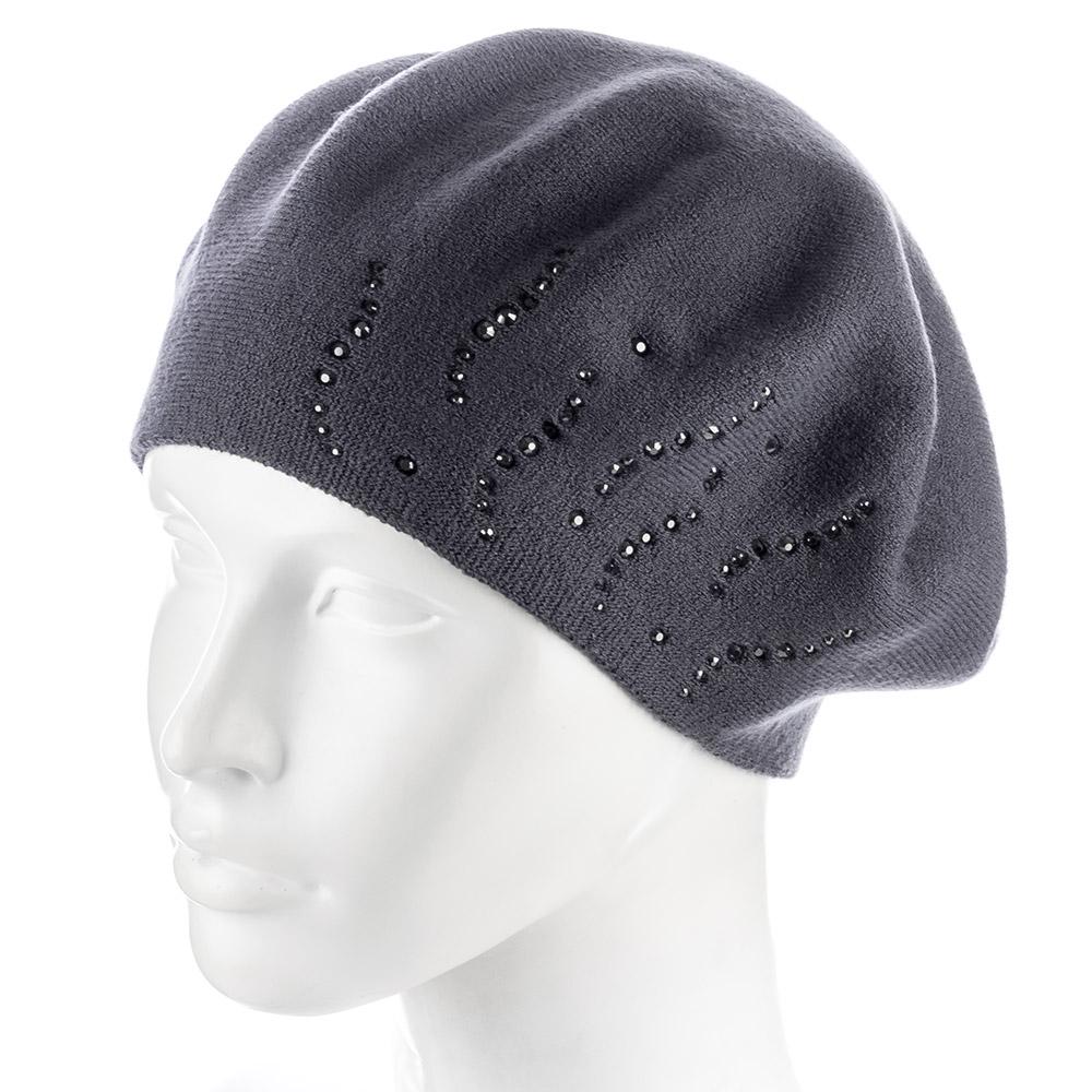 Берет женский Zolly ZH235 полушерстяной тонкой вязки двойной Антрацитовый (117694)