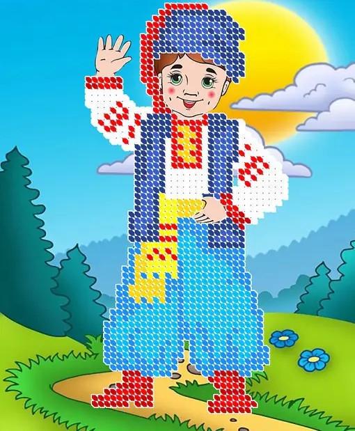 Вишивка бісером Козачок Мамай часткова викладка А5 16х13 см (1660364540)