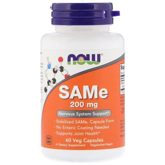 Метіонін NOW Foods SAM-e 200 мг 60 Veg Caps (NF0127)