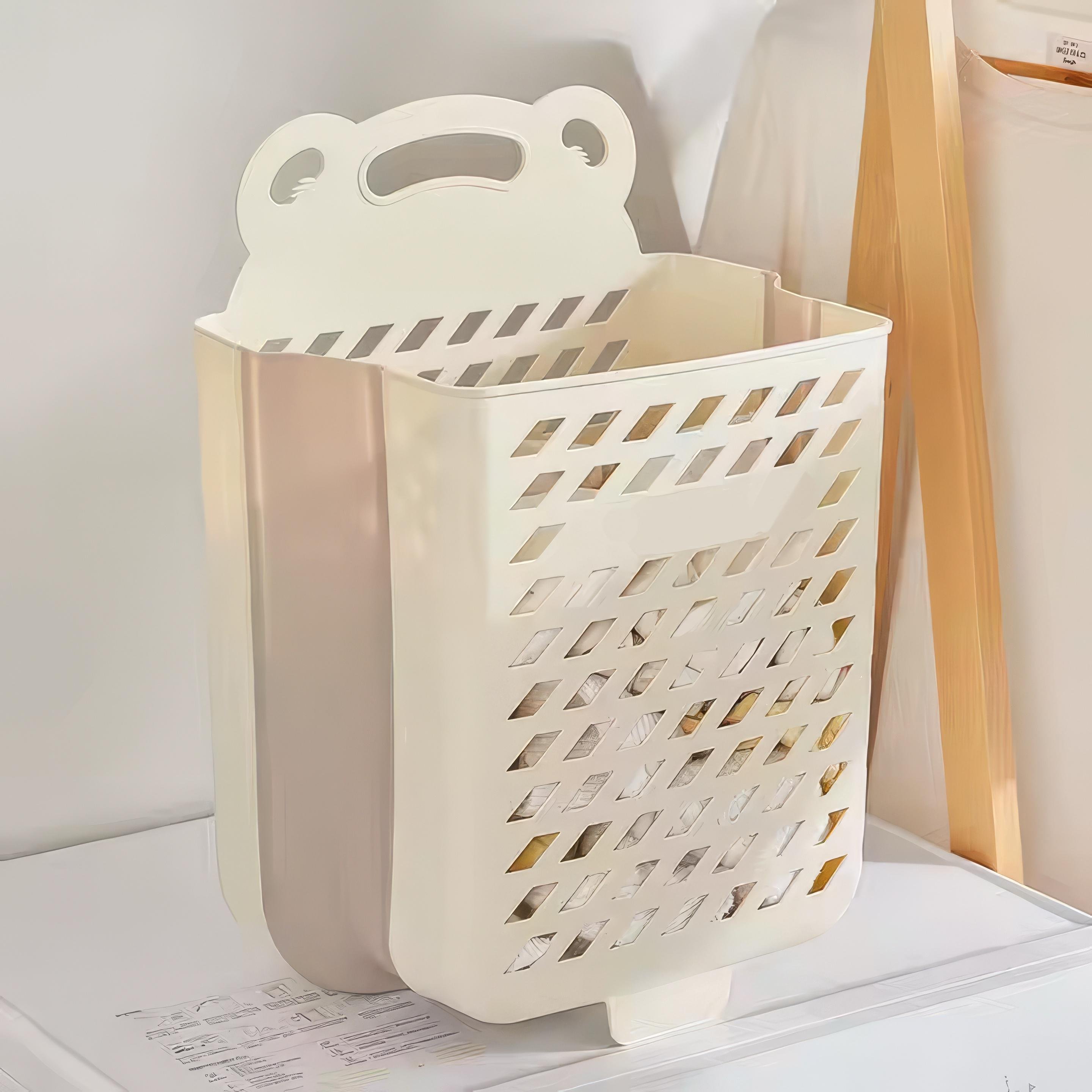 Кошик для білизни cкладаний з ручкою пластиковий підвісний 48х34х48 см Бежевий - фото 5 Кошик для білизни cкладаний з ручкою пластиковий підвісний 48х34х48 см Бежевий - фото 5