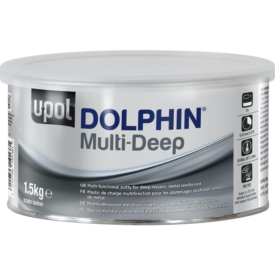 Шпаклевка с алюминием армированная U-POL Dolphin Multi-Deep 1,5 кг Серебристо-серый