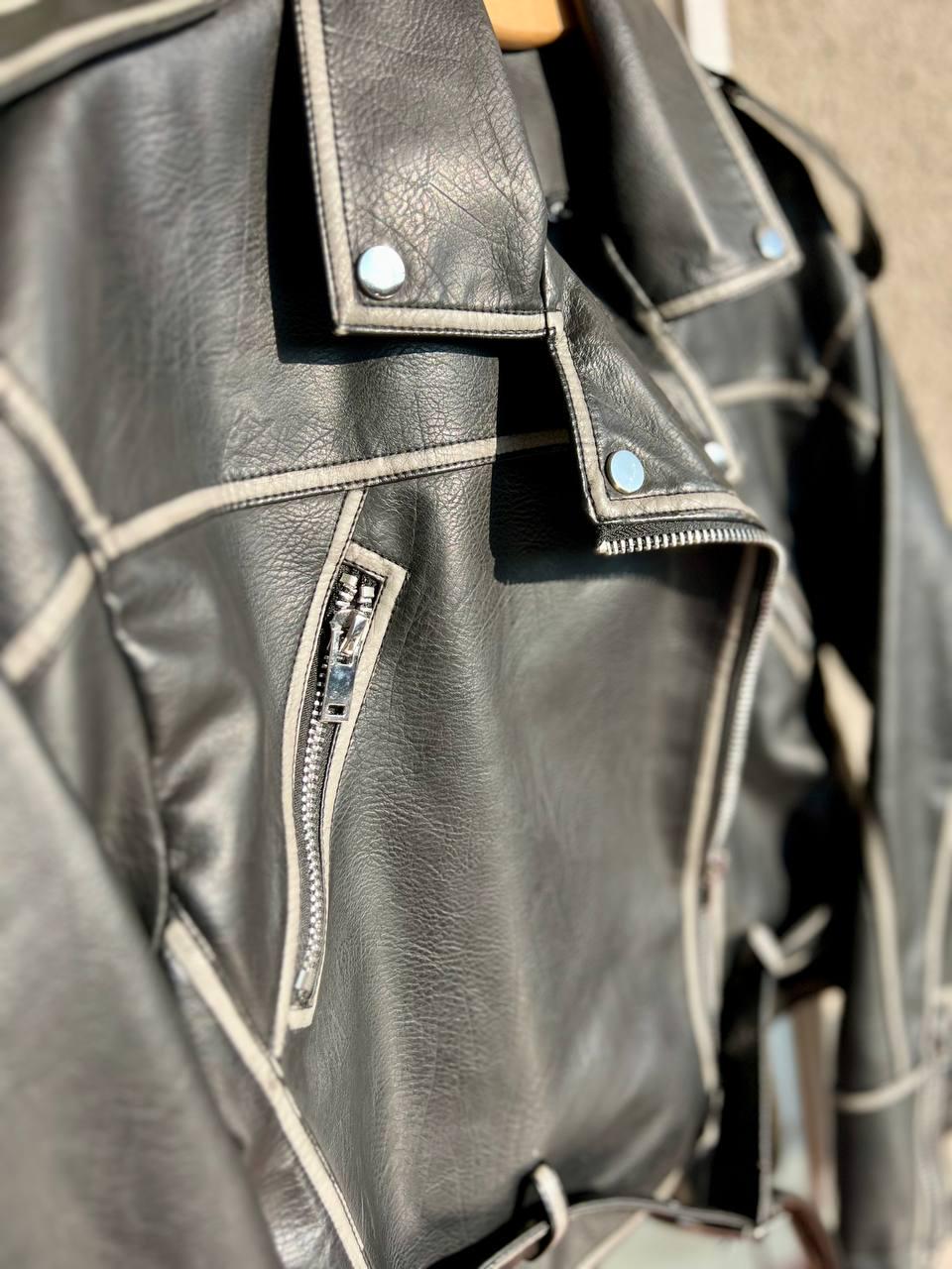 Куртка женская Aftf Basic 2466 короткая косуха молнии пояс вареные швы экокожа M Черный (2758) - фото 2 Куртка женская Aftf Basic 2466 короткая косуха молнии пояс вареные швы экокожа M Черный (2758) - фото 2