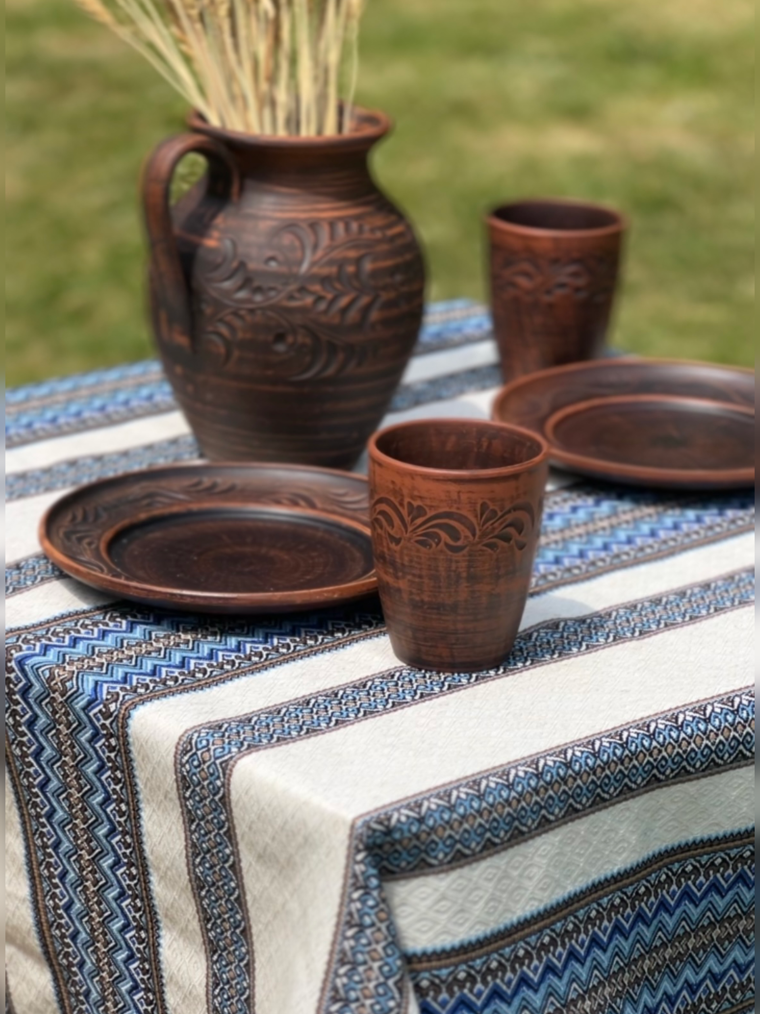 Скатерть льняная пасхальная Стожары с украинским орнаментом 370x150 см Синий (1902-8) - фото 5