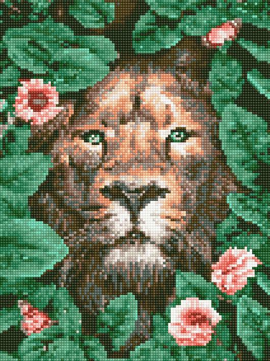Алмазная мозаика Rainbow Art Лев в цветах 30x40 см (EJ1257)