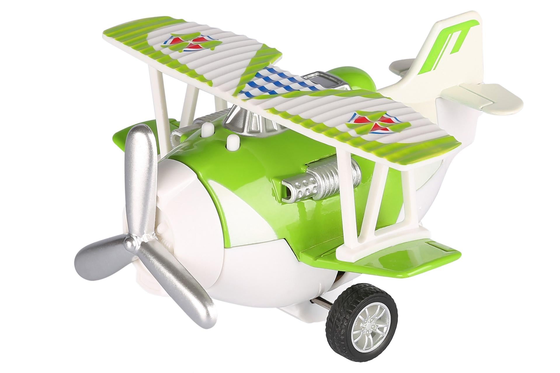 Літак іграшковий Same Toy Aircraft SY8013AUt-4 інерційний металевий з рухомими колесами та гвинтом зелений