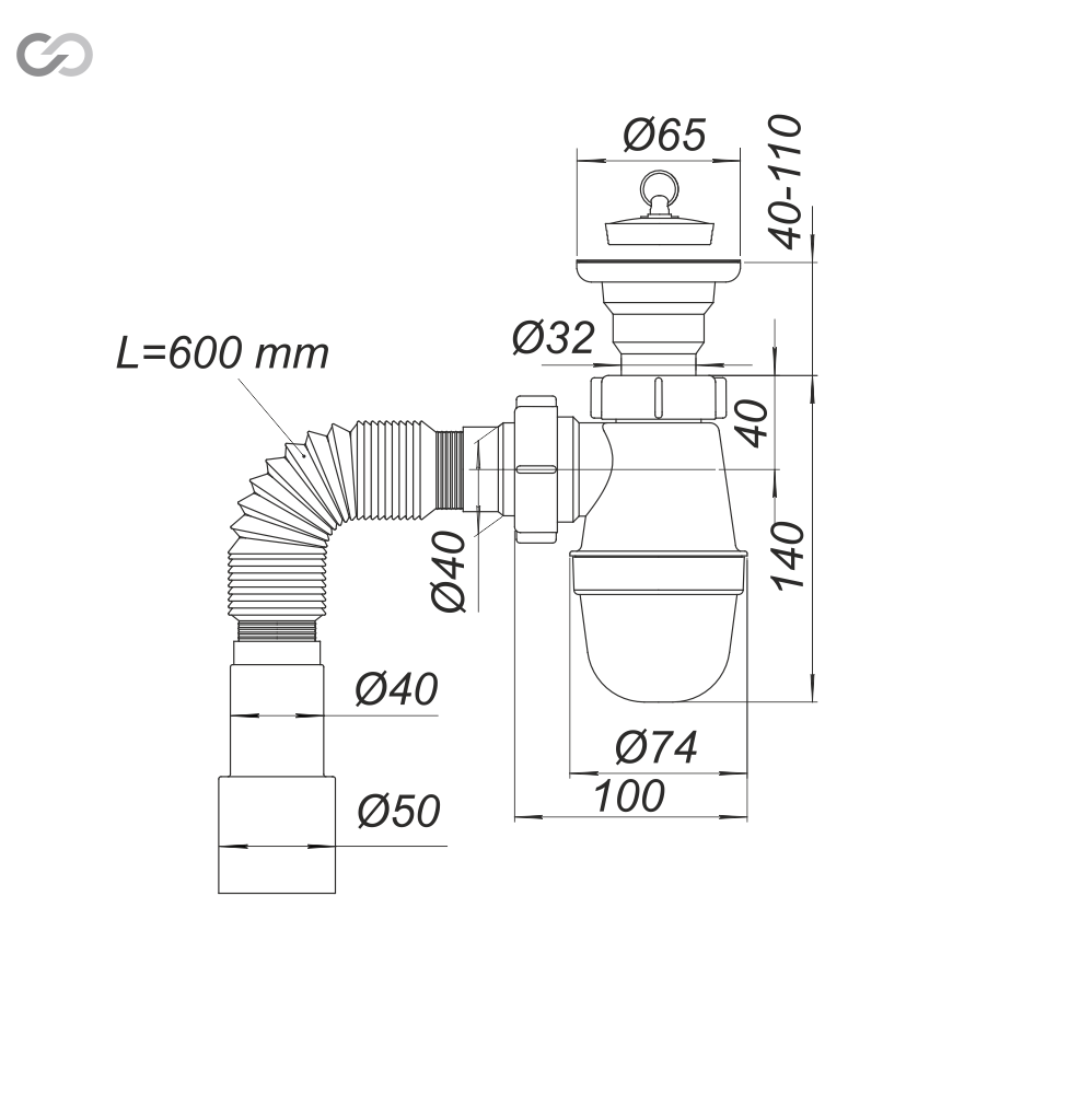 Сифон SoloPlast У0110 для мойки и умывальника с гибким отводом 600 мм (2518198492) - фото 3 Сифон SoloPlast У0110 для мойки и умывальника с гибким отводом 600 мм (2518198492) - фото 3
