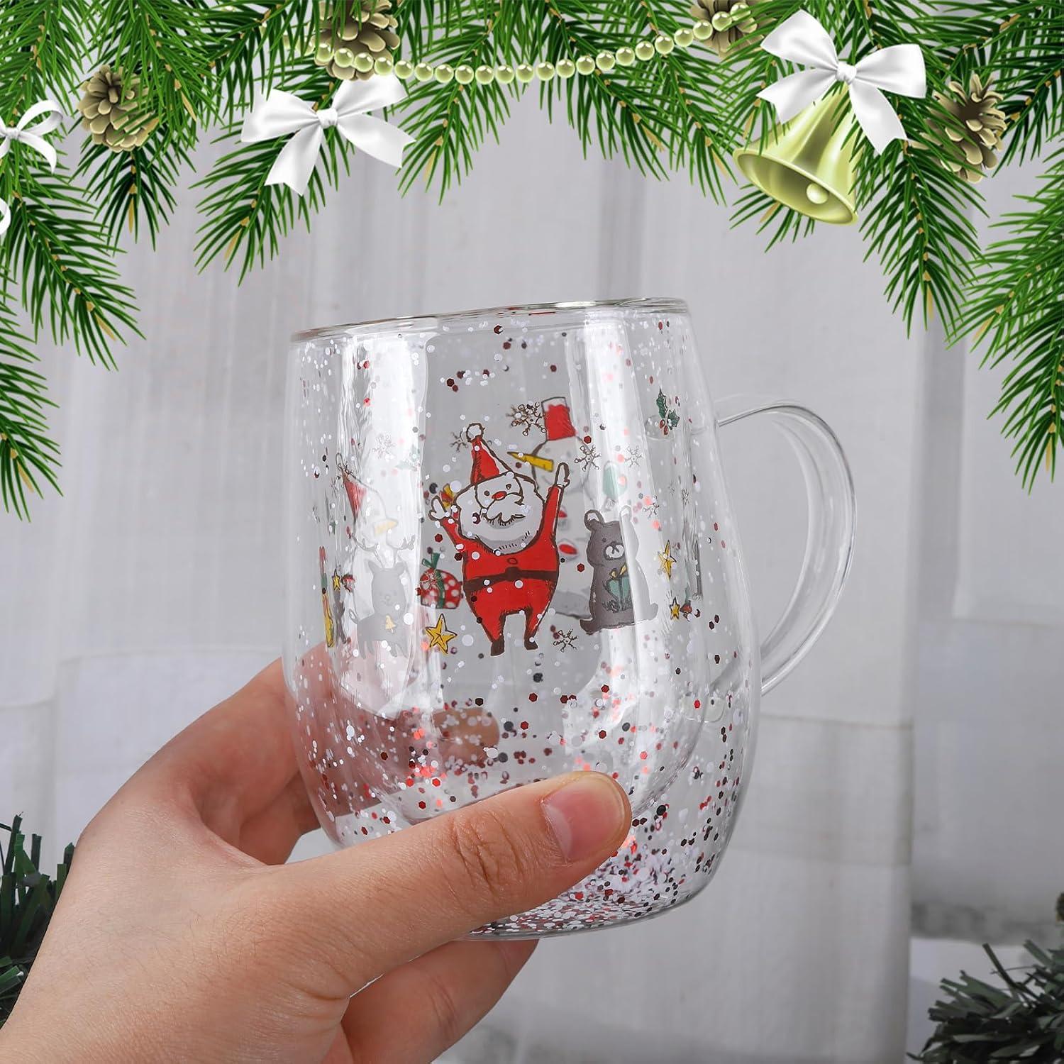Чашка новогодняя с двойным дном Christmas tree Санта и друзья термостойкое стекло 350 мл (03-санта-R32792) - фото 4 Чашка новогодняя с двойным дном Christmas tree Санта и друзья термостойкое стекло 350 мл (03-санта-R32792) - фото 4