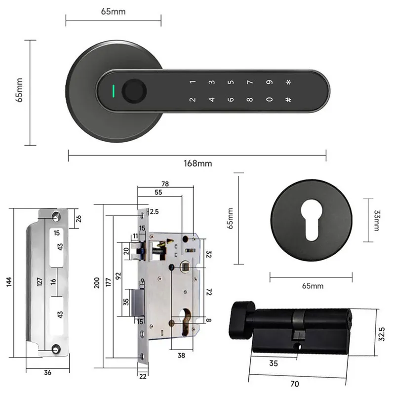 Замок для міжкімнатних дверей Arkfish Smart Lock S5 Pro Full Version Black (2768580810) - фото 2