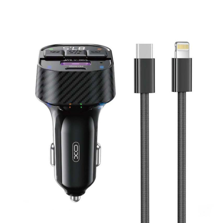 Адаптер - FM-трансмітер 2в1 Xo BCC17 PD30 W/Data Cable Type-C to Lightning Black