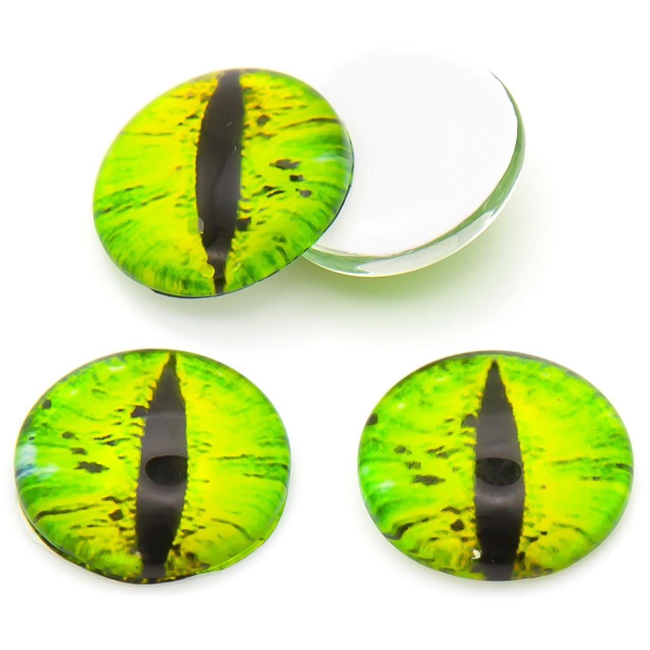 Глаза для игрушек кошачьи стеклянные круглые живые 14 мм 16 шт. Салатовый (ГИ0014к61)
