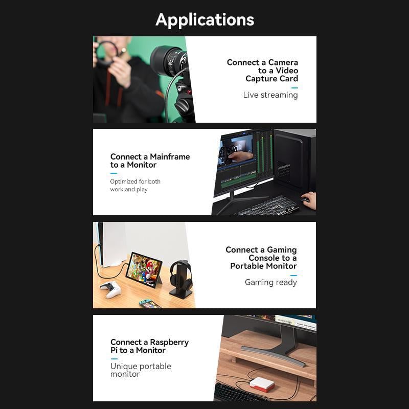 Кабель двонаправлений Vention micro HDMI-HDMI 2.0 4K 60Hz 18 Гбіт/с HDR 3D Dolby 1080P 120Hz HDMI-D на HDMI-A 3 м Чорний (AGIBI) - фото 5