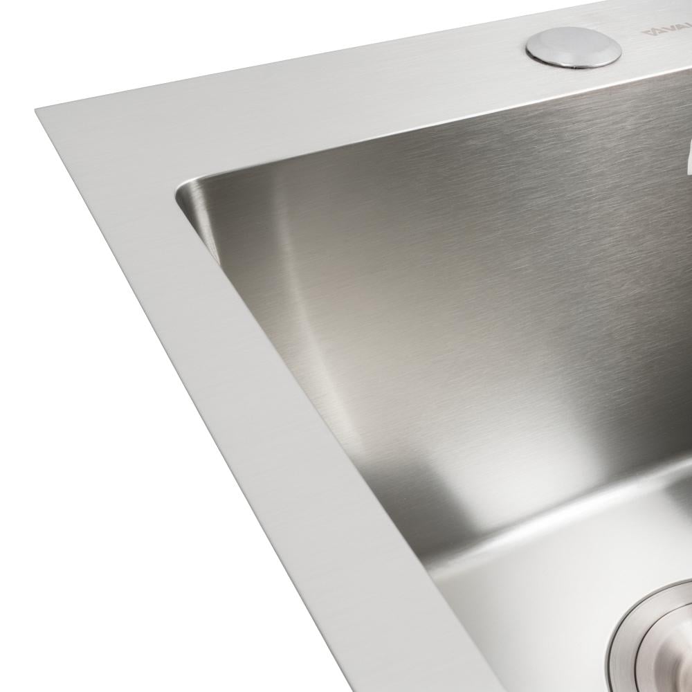 Раковина кухонна Valeso Siphon Round ручної роботи з нержавіючої сталі 3,0/0,8 40х50 см - фото 4