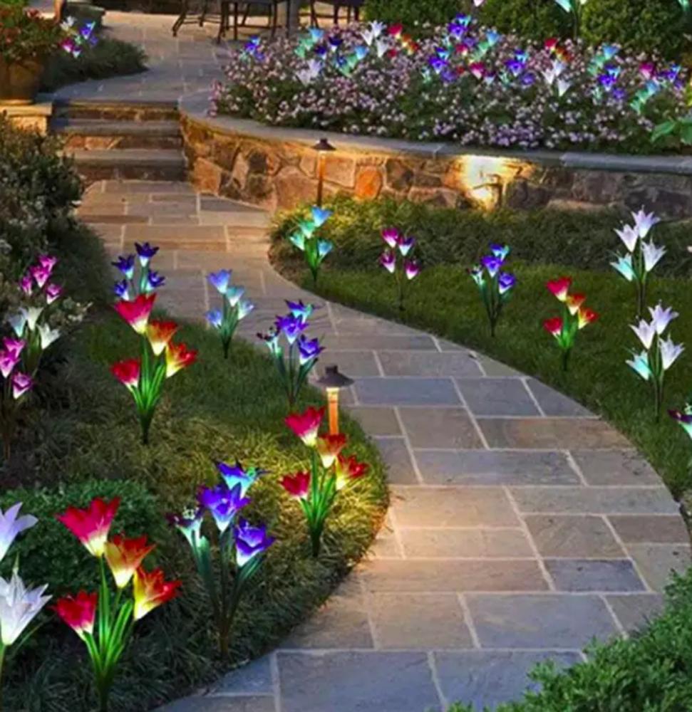 Садовий ліхтар на сонячній батареї Лілія 74 см Синій - фото 3