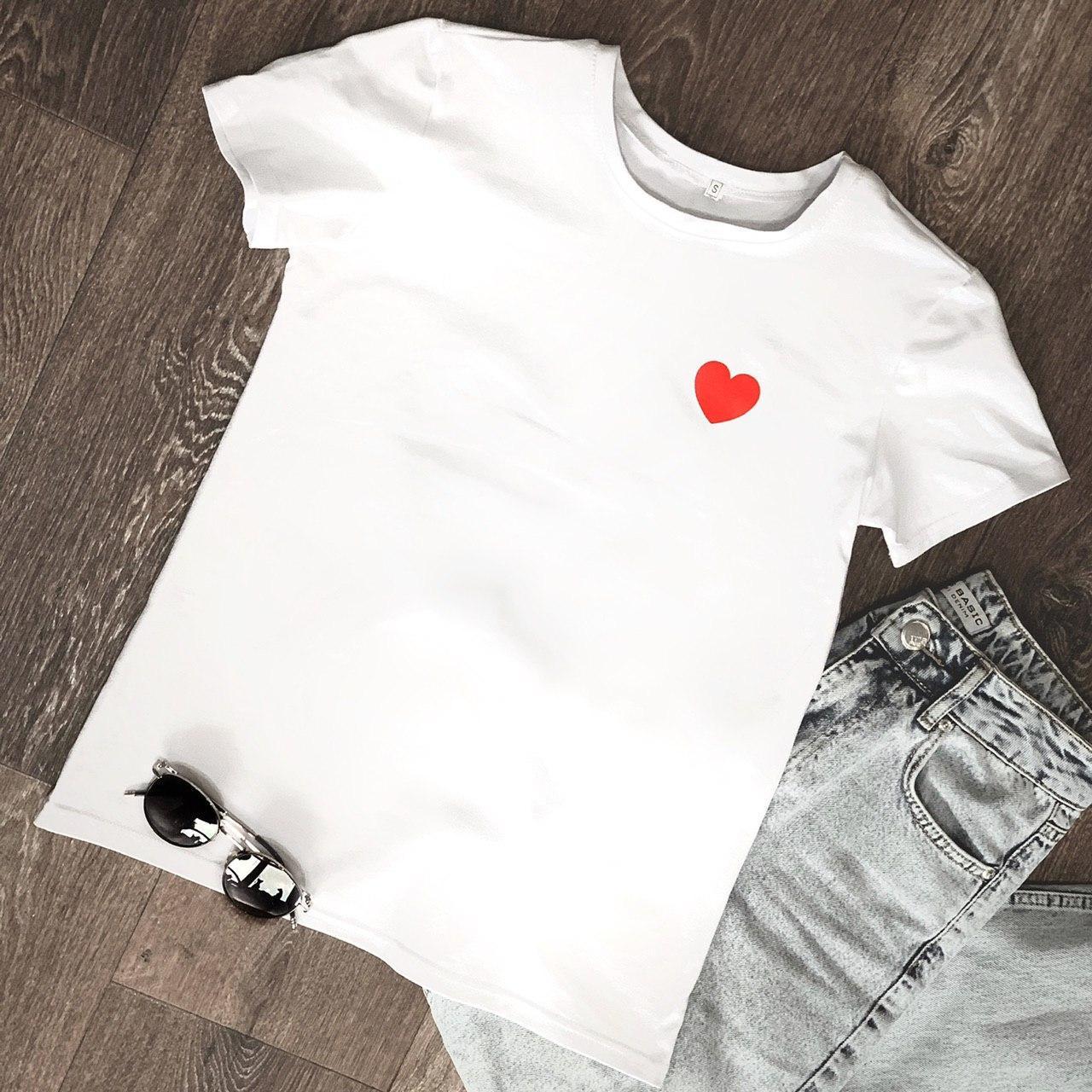 Женская футболка Сердце хлопок M Белый