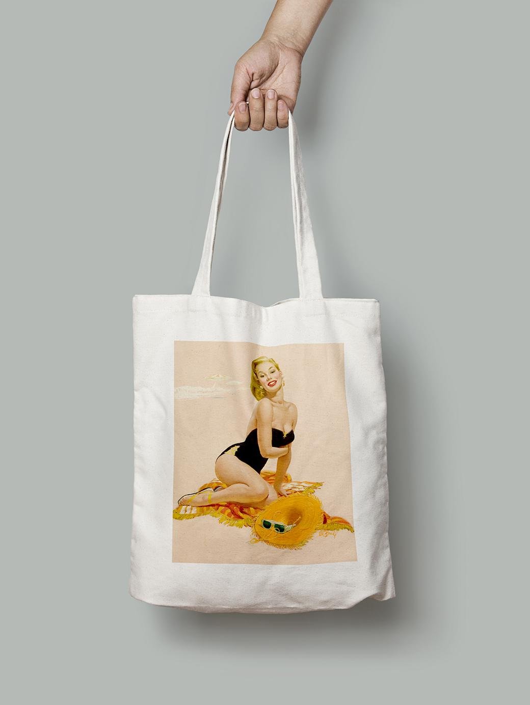 Эко-сумка Изящно сидит на пляже шопер (pin_up0004016_Bag)