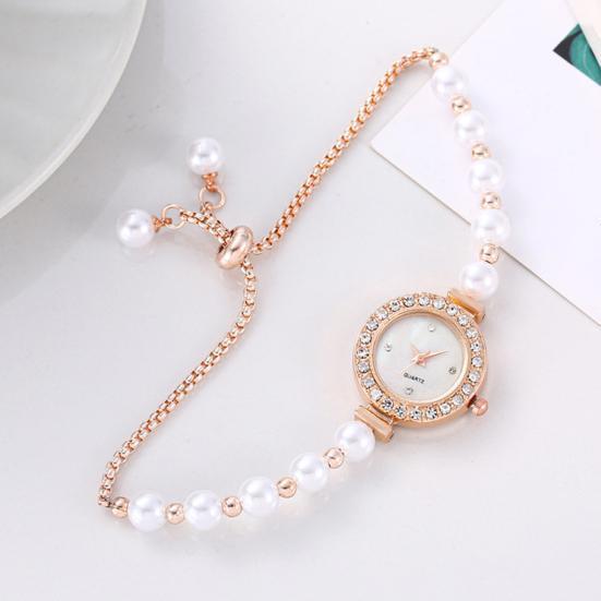 Наручний кварцовий годинник з регульованим браслетом із перлин та стразами Рожеве золото (2690598357) - фото 4 Наручний кварцовий годинник з регульованим браслетом із перлин та стразами Рожеве золото (2690598357) - фото 4