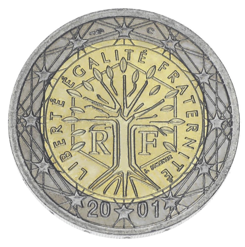 Коллекционная монета Франция 2 евро 2001 Биметалл AU-UNC (М21986)