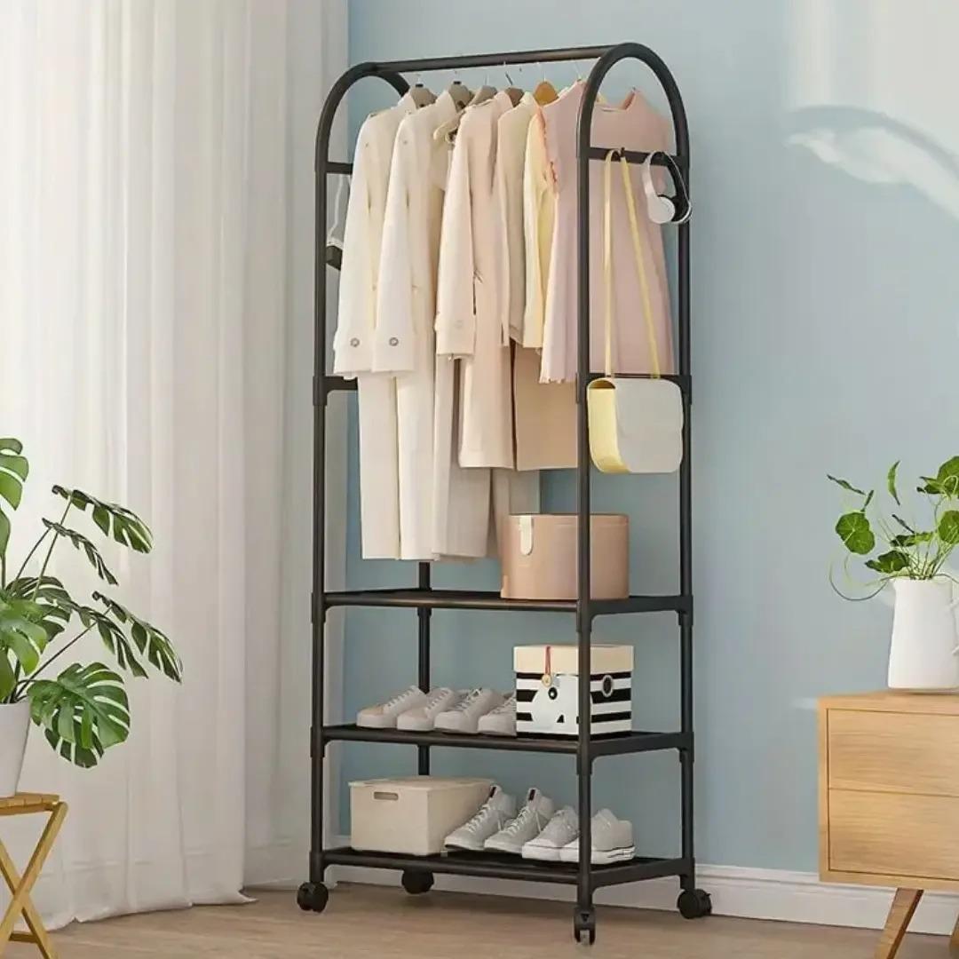 Вешалка напольная металлическая Good Idea стойка для одежды на колесах передвижная со стеллажем для обуви Черный (465609А) - фото 6