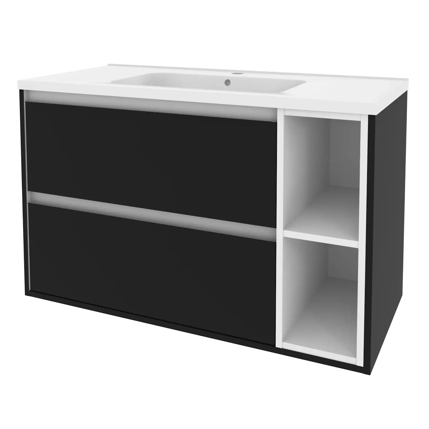 Тумба для ванной Van Mebles Айрис 1000x450 L подвесная с умывальником Родео 100 Черный (MRT-000008105)