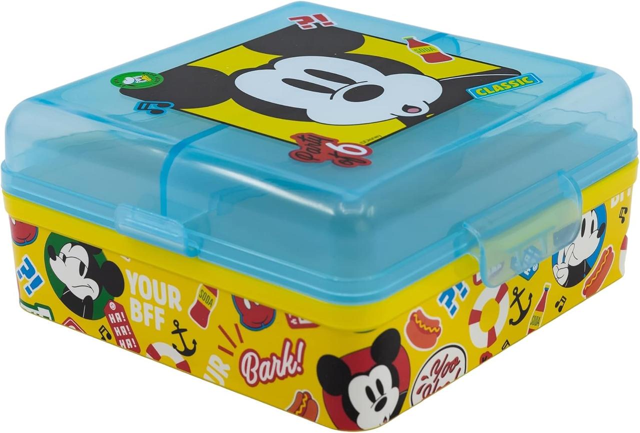 Ланч-бокс детский STOR Mickey Mouse квадратный без BPA с рисунком на 3 отделения 14,1x13,5x6 см (2376117104)