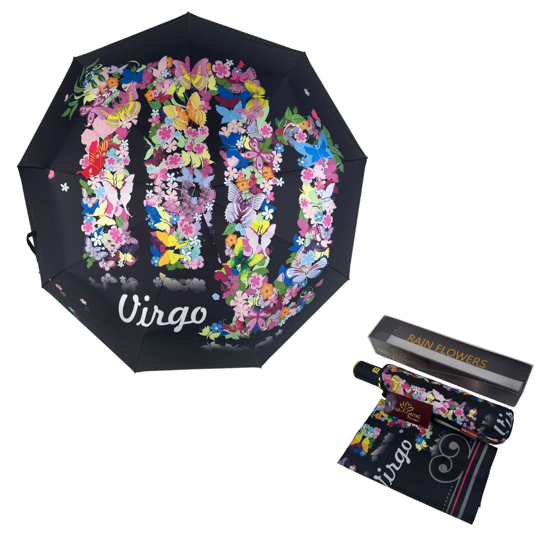 Зонт женский автомат Rain Зодиак Flower Дева Virgo mini в подарочной упаковке с платком (01040-1) - фото 2