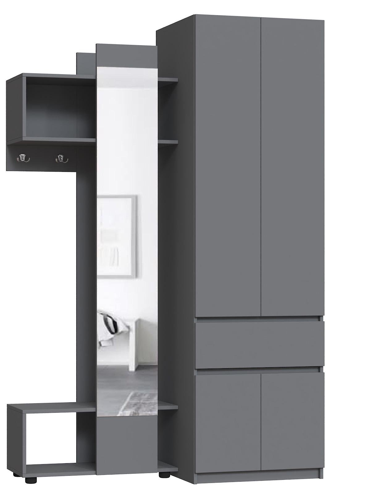 Прихожая Мастер Форм Брайт правосторонняя 1300х520х2000 мм Антрацитовый (31810)