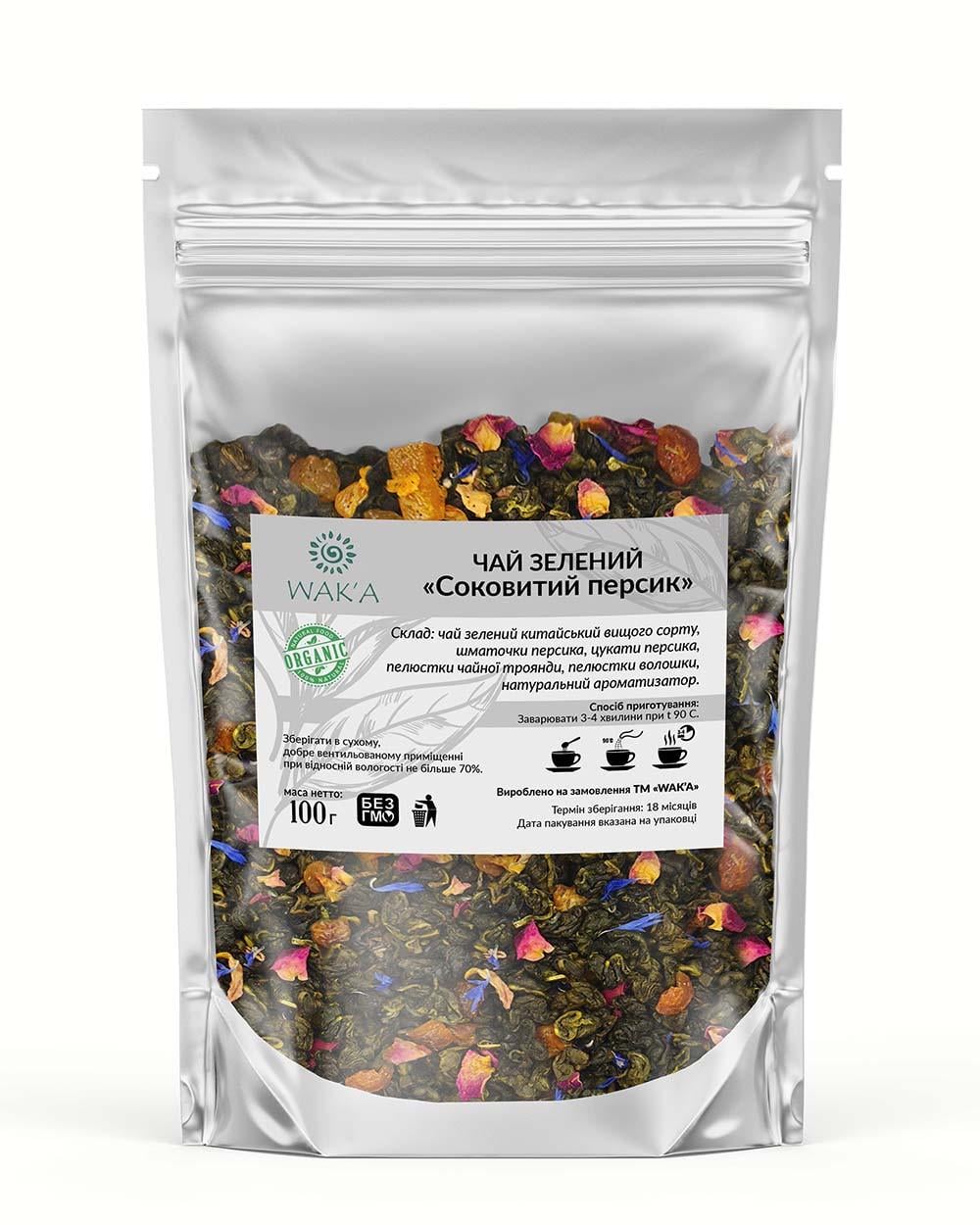 Чай зеленый с кусочками персика Сочный персик 100 г (1883109556) Чай зеленый с кусочками персика Сочный персик 100 г (1883109556)