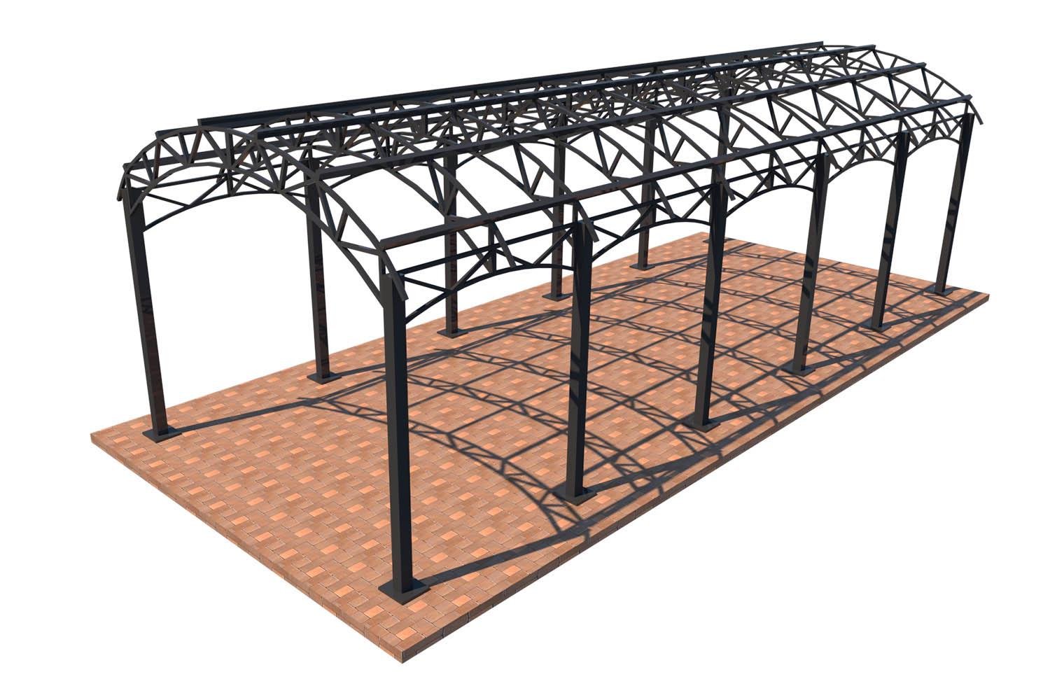 Навес автомобильный Арковый с фермами Собери Сам 10000х4000 мм (1715355164)